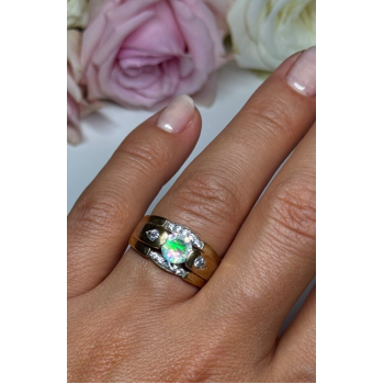 925 Sterling Silver Gold Plated CZ Ring Size 7