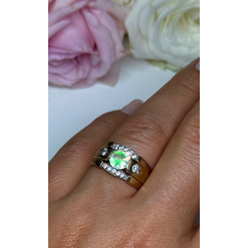 925 Sterling Silver Gold Plated CZ Ring Size 7