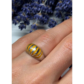 925 Sterling Silver Enamel Ring Size 6