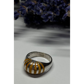 925 Sterling Silver Enamel Ring Size 6