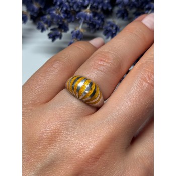 925 Sterling Silver Enamel Ring Size 6