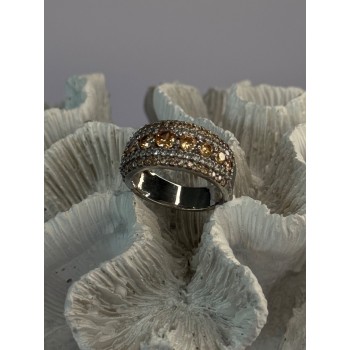 925 Sterling Silver Citrine & Beryl Ring Size 9.5