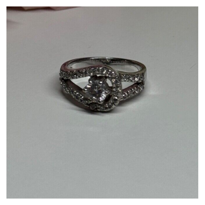 925 Sterling Silver White Topaz Ring Size 6