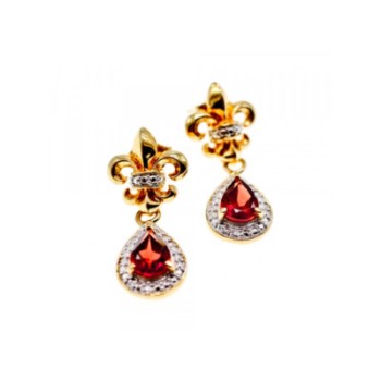 925 STERLING SILVER GOLD PLATED GARNET EARRINGS