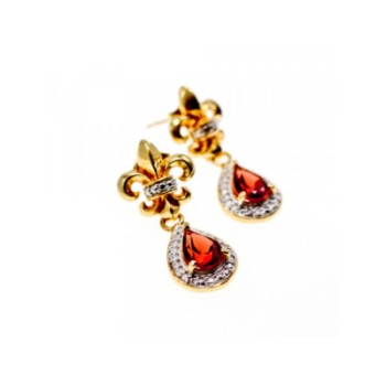925 STERLING SILVER GOLD PLATED GARNET EARRINGS