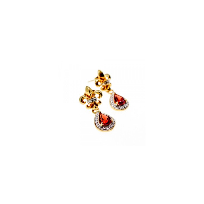 925 STERLING SILVER GOLD PLATED GARNET EARRINGS