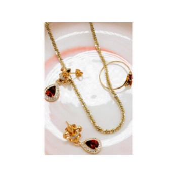 925 STERLING SILVER GOLD PLATED GARNET EARRINGS