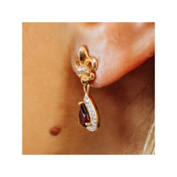 925 STERLING SILVER GOLD PLATED GARNET EARRINGS