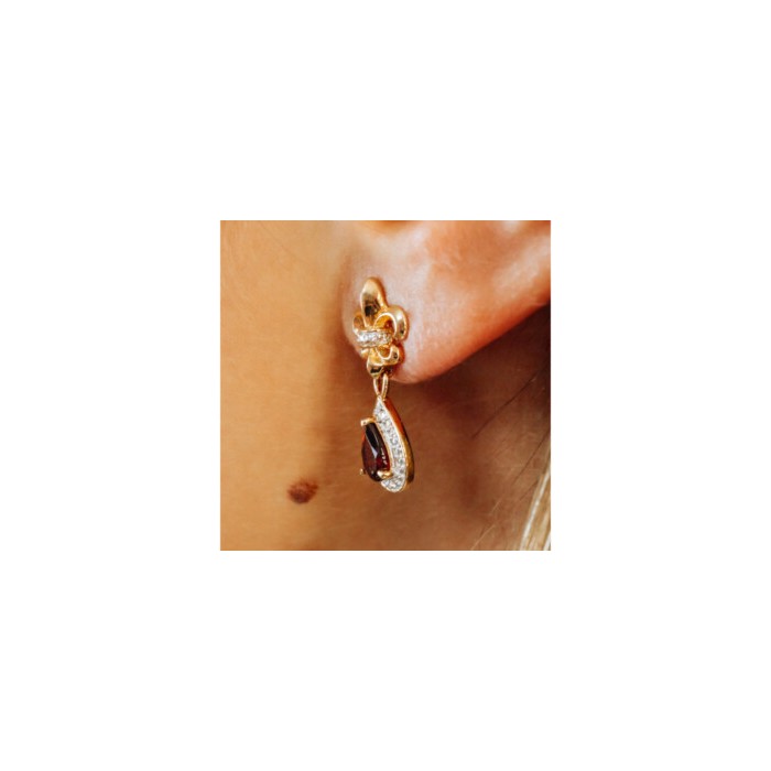 925 STERLING SILVER GOLD PLATED GARNET EARRINGS