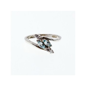 925 Sterling Silver Topaz & CZ Ring Size 7