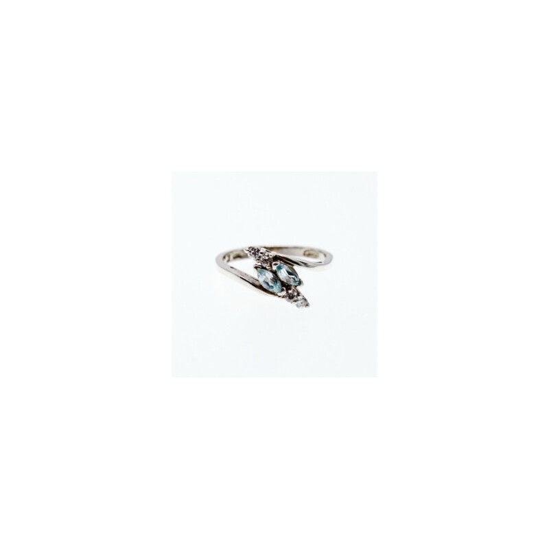925 Sterling Silver Topaz & CZ Ring Size 7