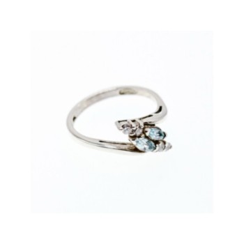 925 Sterling Silver Topaz & CZ Ring Size 7