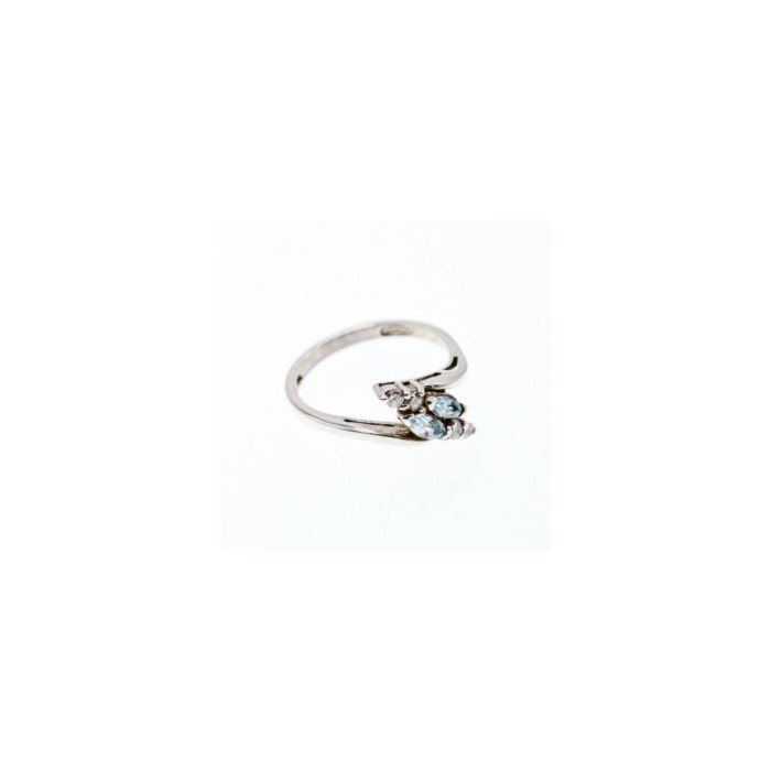 925 Sterling Silver Topaz & CZ Ring Size 7
