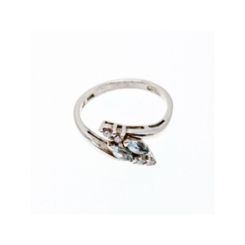 925 Sterling Silver Topaz & CZ Ring Size 7
