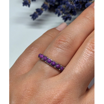 925 Sterling Silver Purple Agate Ring Size 6