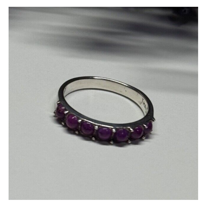 925 Sterling Silver Purple Agate Ring Size 6