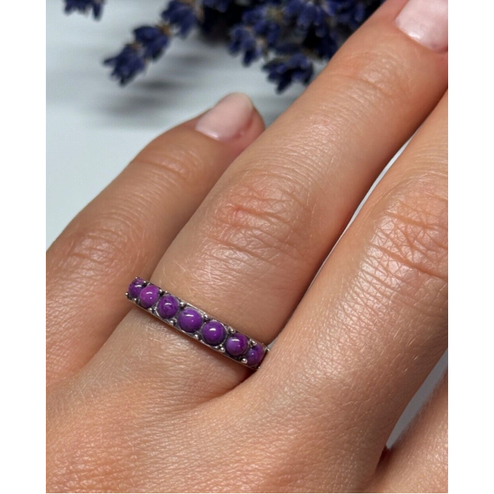 925 Sterling Silver Purple Agate Ring Size 6
