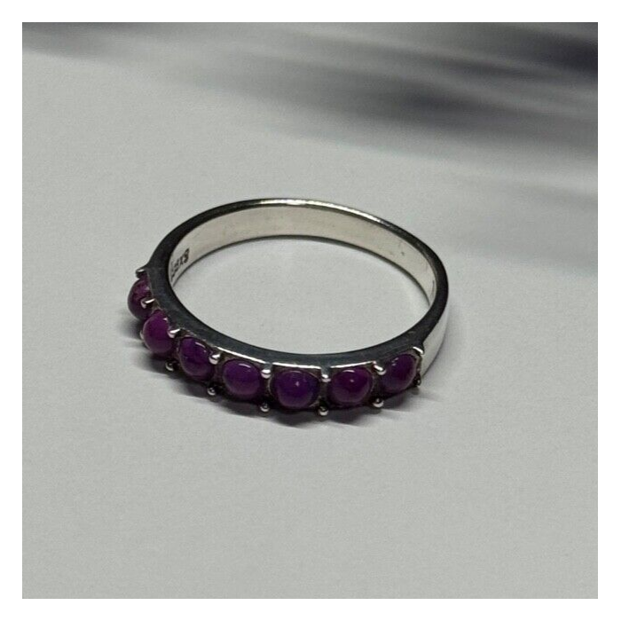 925 Sterling Silver Purple Agate Ring Size 6