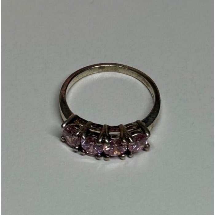 925 Sterling Silver Pink CZ Ring Size 5
