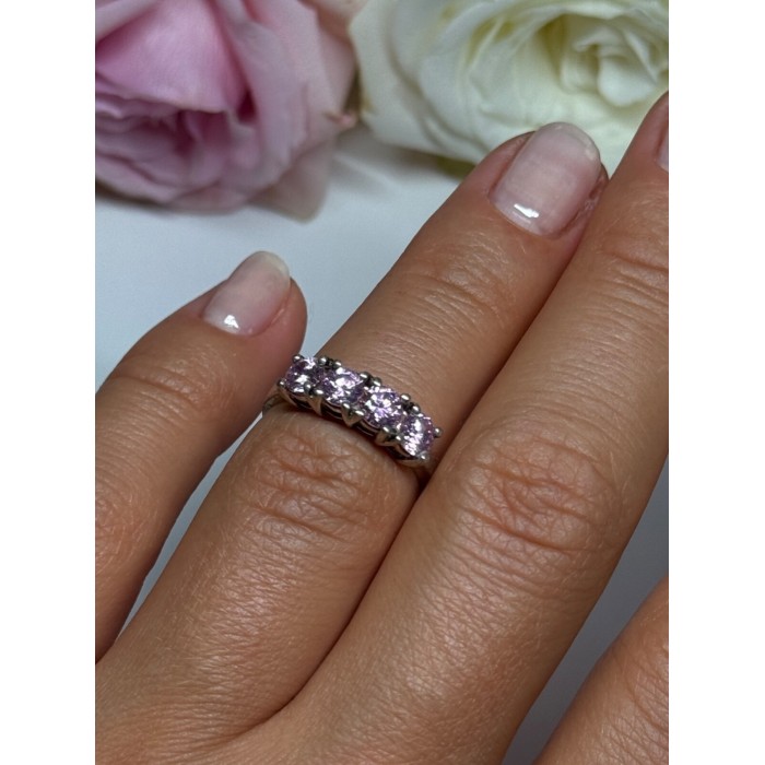 925 Sterling Silver Pink CZ Ring Size 5