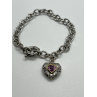 925 STERLING SILVER  PINK TOPAZ HEART BRACELET