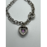 925 STERLING SILVER  PINK TOPAZ HEART BRACELET