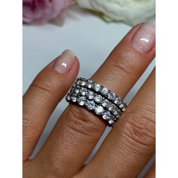 925 Sterling Silver CZ Triple Ring Size 5