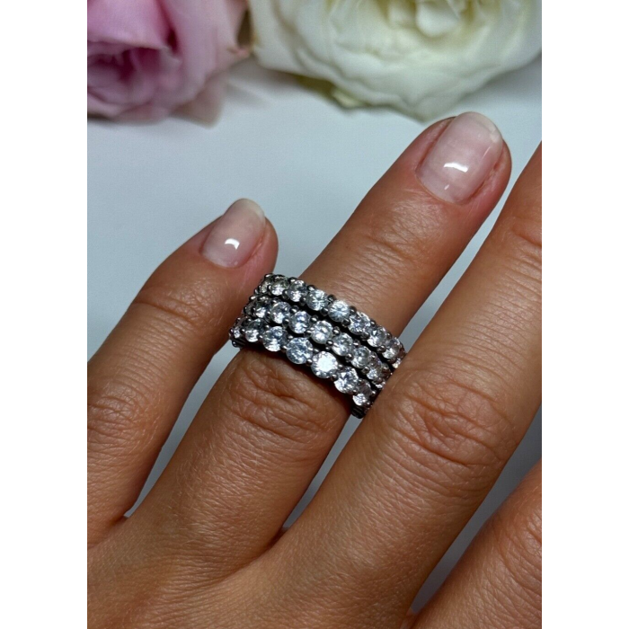 925 Sterling Silver CZ Triple Ring Size 5