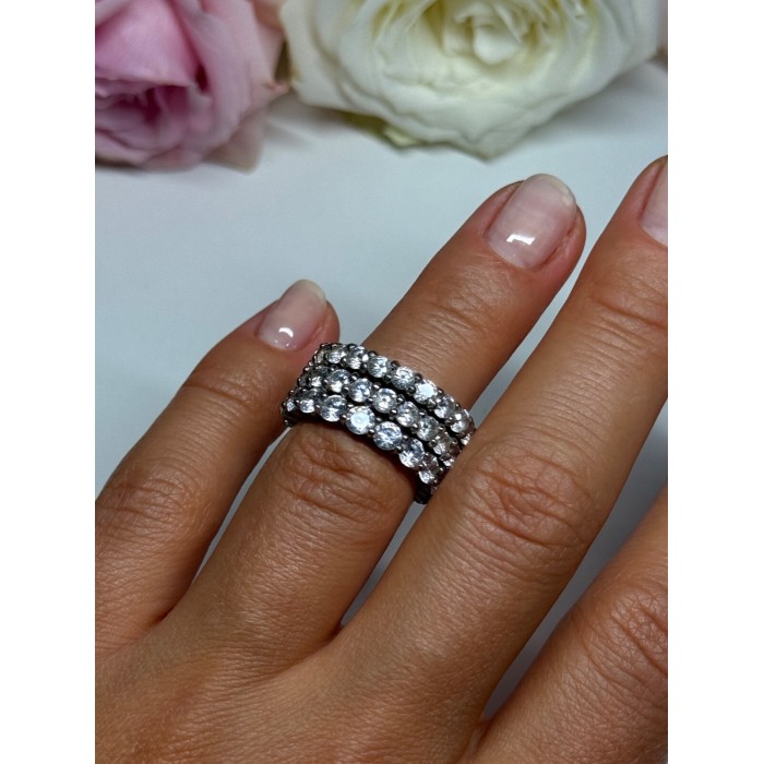 925 Sterling Silver CZ Triple Ring Size 5