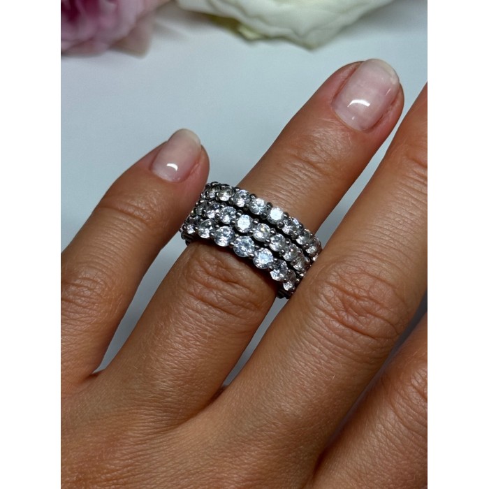 925 Sterling Silver CZ Triple Ring Size 5