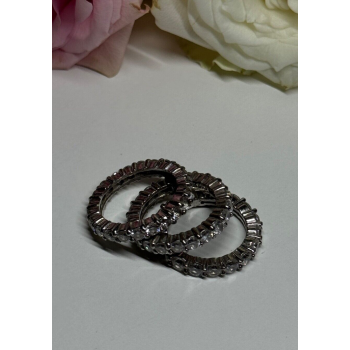 925 Sterling Silver CZ Triple Ring Size 5