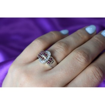 925 Sterling Silver Pink Spinel & White Sapphire 