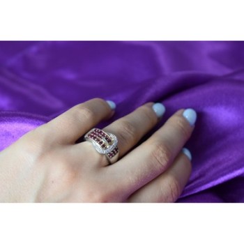 925 Sterling Silver Pink Spinel & White Sapphire 