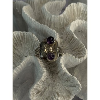 Vintage 925 Sterling Silver Amethyst Ring Adjustable