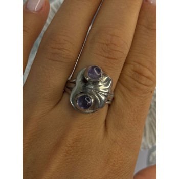 Vintage 925 Sterling Silver Amethyst Ring Adjustable