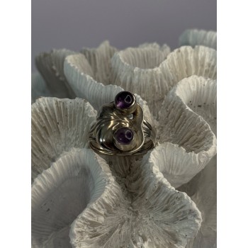 Vintage 925 Sterling Silver Amethyst Ring Adjustable