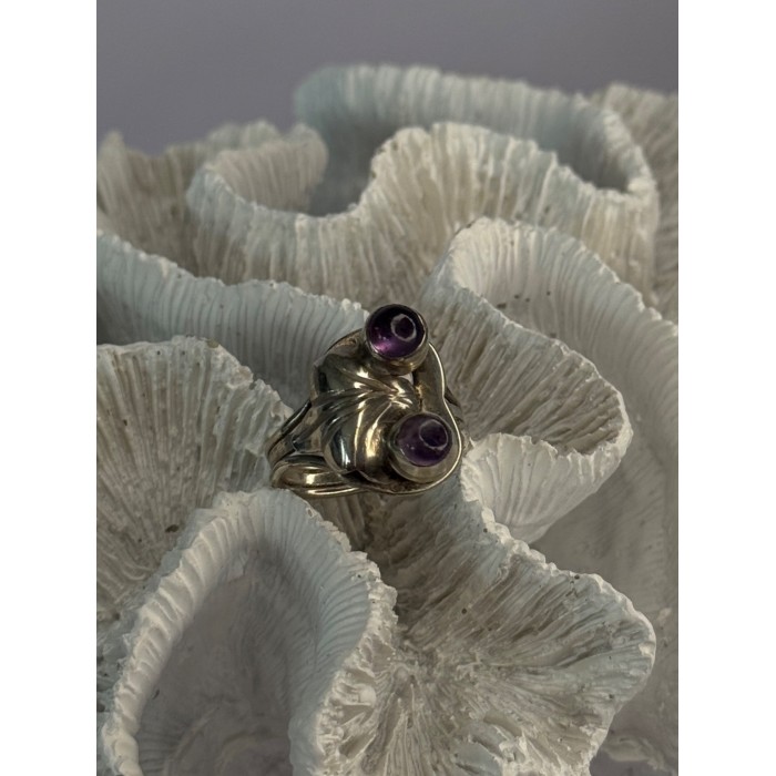 Vintage 925 Sterling Silver Amethyst Ring Adjustable