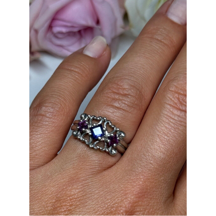 925 Sterling Silver Spinel Ring Size 6