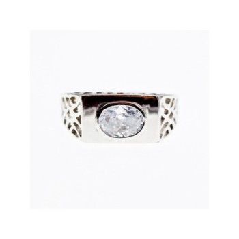 925 Sterling Silver CZ Men's Ring Size 15.25