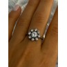 925 Sterling Silver CZ Flower Ring Size 9