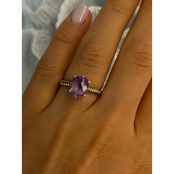 925 Sterling Silver Amethyst Ring Size 6.5