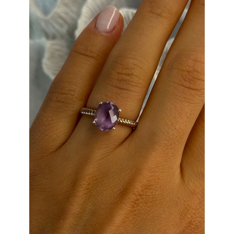 925 Sterling Silver Amethyst Ring Size 6.5