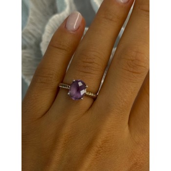925 Sterling Silver Amethyst Ring Size 6.5