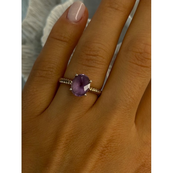 925 Sterling Silver Amethyst Ring Size 6.5