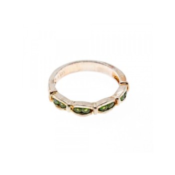 925 Sterling Silver Emeralds Ring Size 7