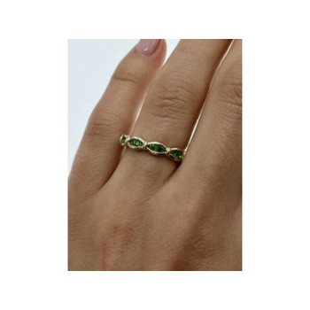 925 Sterling Silver Emeralds Ring Size 7