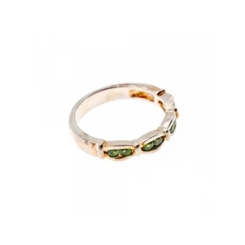 925 Sterling Silver Emeralds Ring Size 7