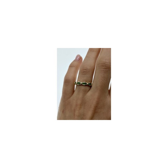 925 Sterling Silver Emeralds Ring Size 7