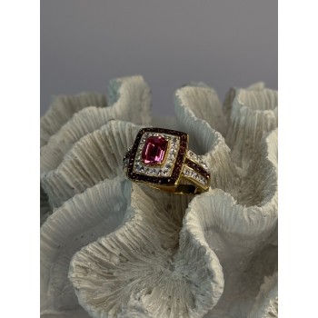 Seta 925 Sterling Silver Gold Plated Spinel Ring Size 10