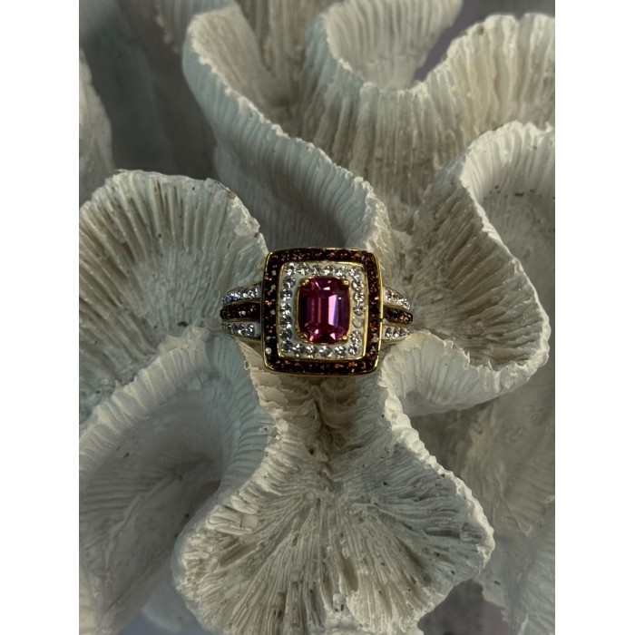 Seta 925 Sterling Silver Gold Plated Spinel Ring Size 10